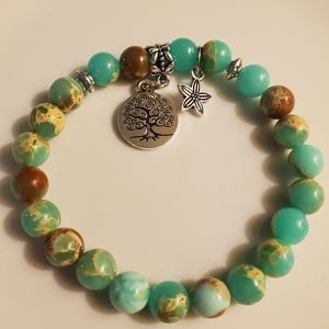 2/$15 Tree of Life Starfish charm bead bracelet NEW